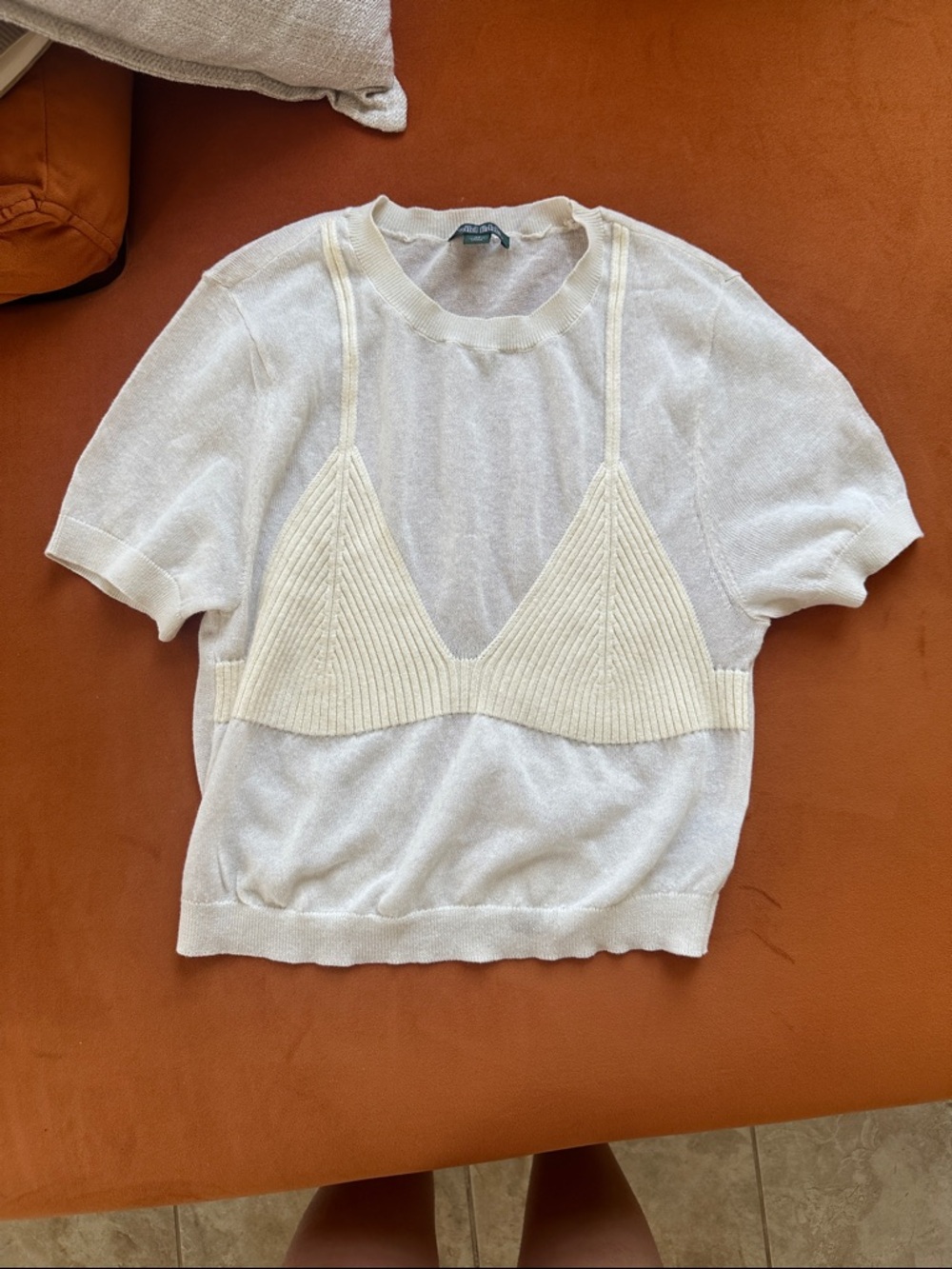 Cute trendy bra over t-shirt shirt